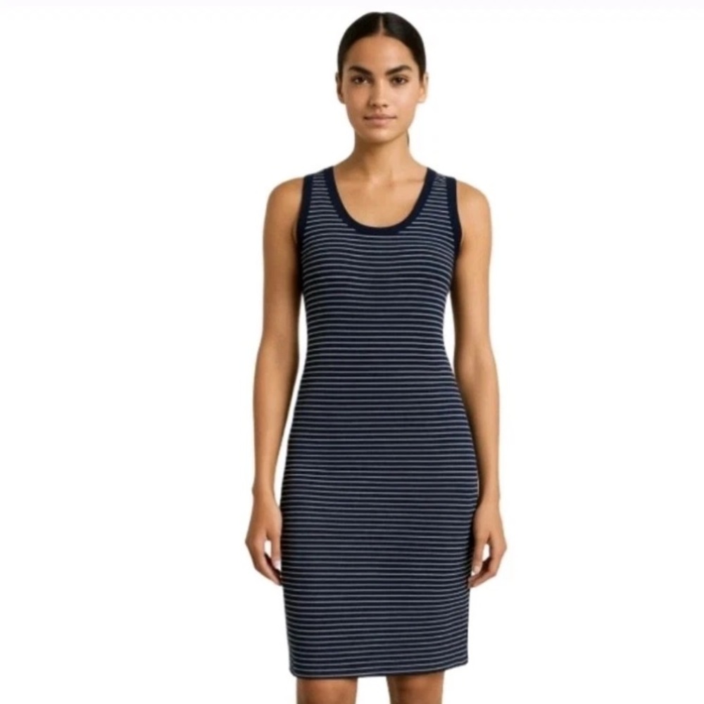 J. Crew  Navy Blue Striped Sheath Dress Women's Medium